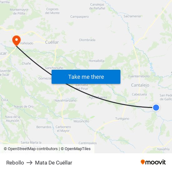 Rebollo to Mata De Cuéllar map
