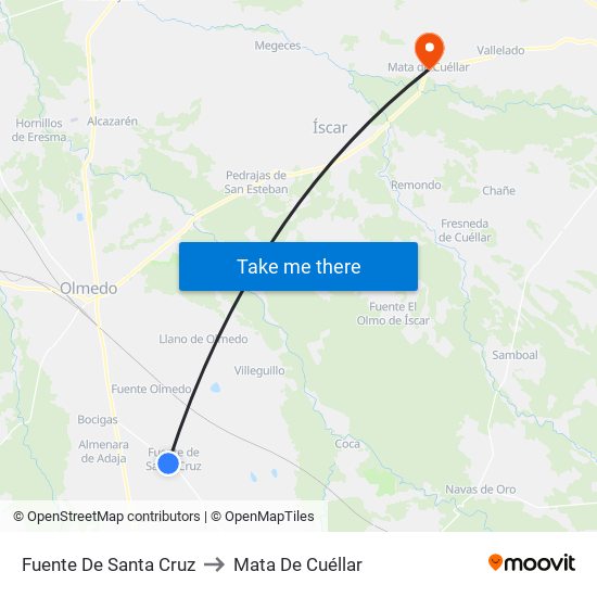 Fuente De Santa Cruz to Mata De Cuéllar map