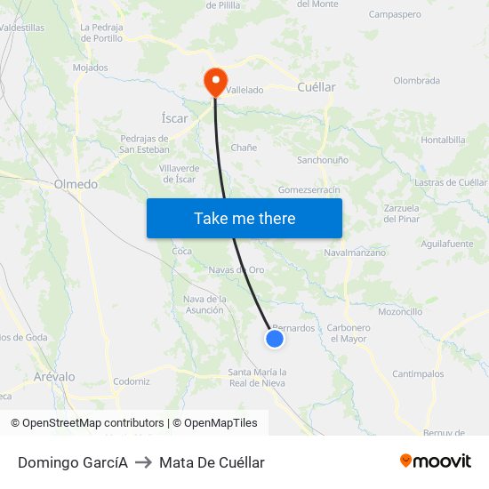 Domingo Garcí­A to Mata De Cuéllar map