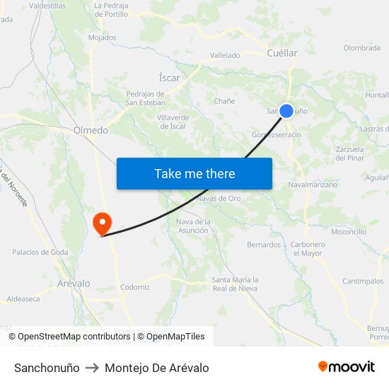 Sanchonuño to Montejo De Arévalo map