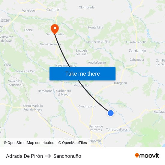 Adrada De Pirón to Sanchonuño map
