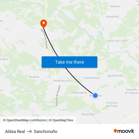 Aldea Real to Sanchonuño map