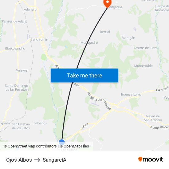 Ojos-Albos to Sangarcí­A map