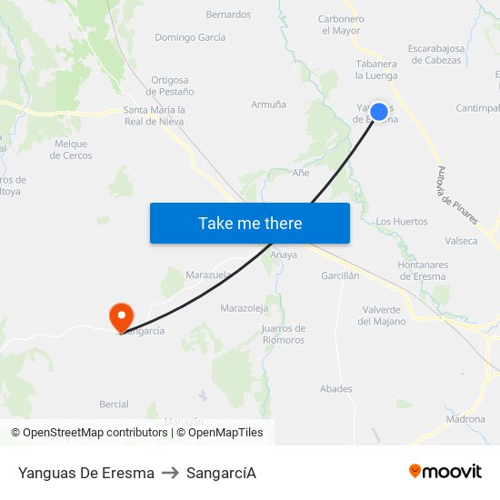 Yanguas De Eresma to Sangarcí­A map
