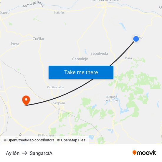 Ayllón to Sangarcí­A map