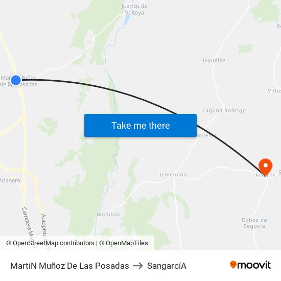 Martí­N Muñoz De Las Posadas to Sangarcí­A map