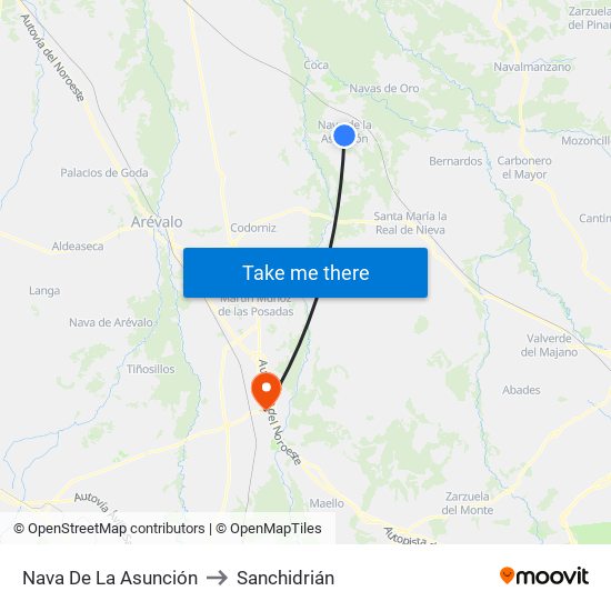 Nava De La Asunción to Sanchidrián map