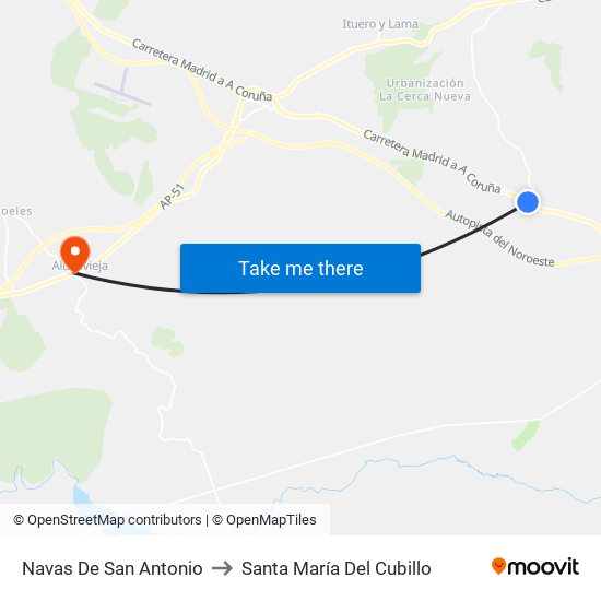 Navas De San Antonio to Santa María Del Cubillo map