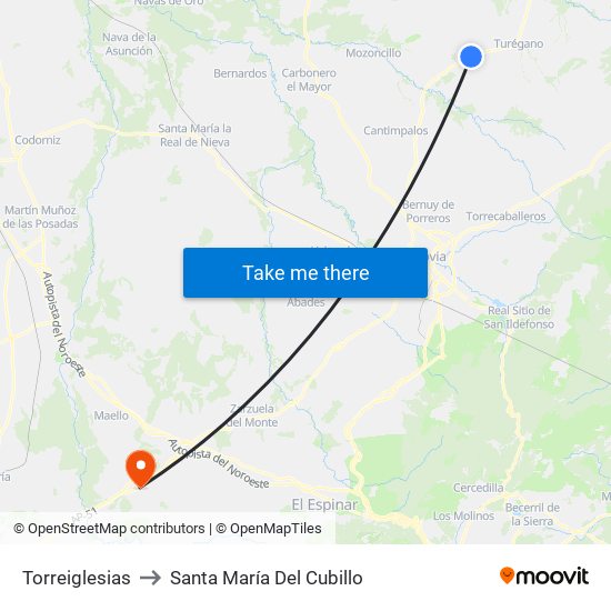 Torreiglesias to Santa María Del Cubillo map