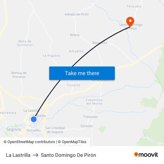 La Lastrilla to Santo Domingo De Pirón map