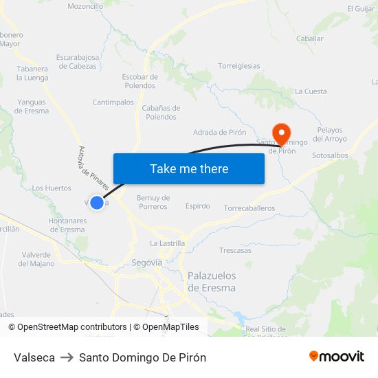 Valseca to Santo Domingo De Pirón map