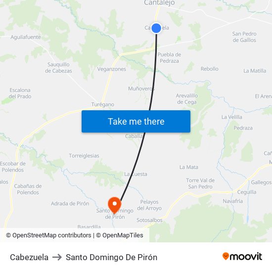 Cabezuela to Santo Domingo De Pirón map