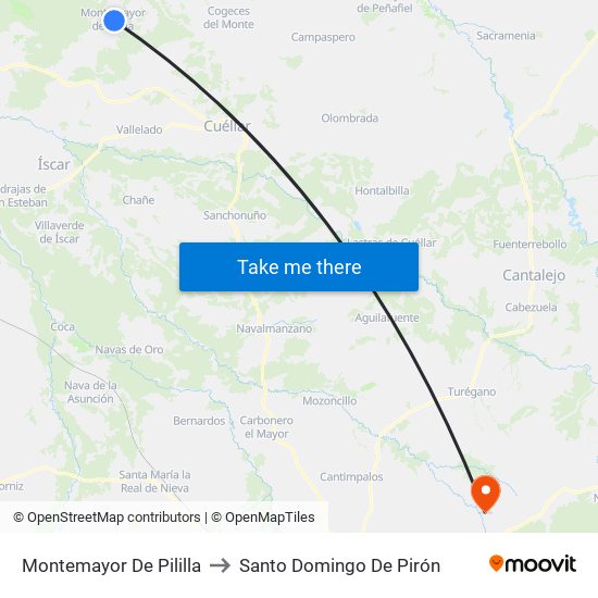 Montemayor De Pililla to Santo Domingo De Pirón map