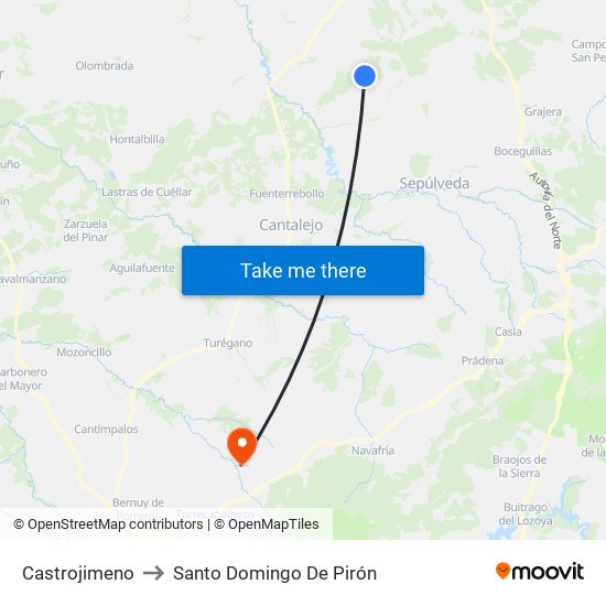 Castrojimeno to Santo Domingo De Pirón map