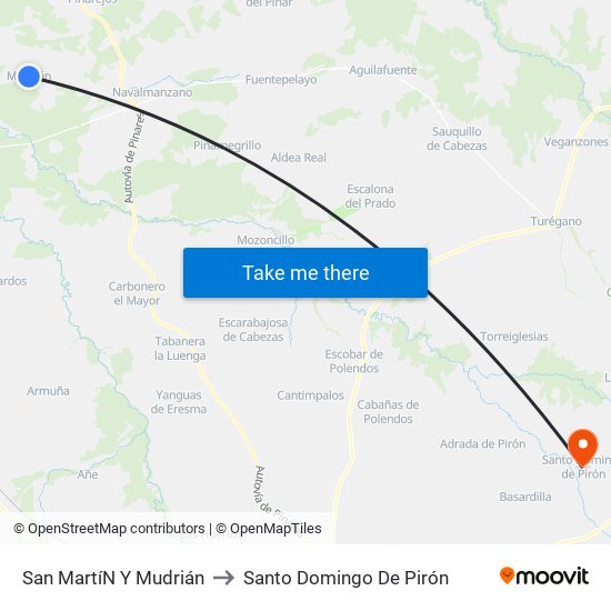 San Martí­N Y Mudrián to Santo Domingo De Pirón map