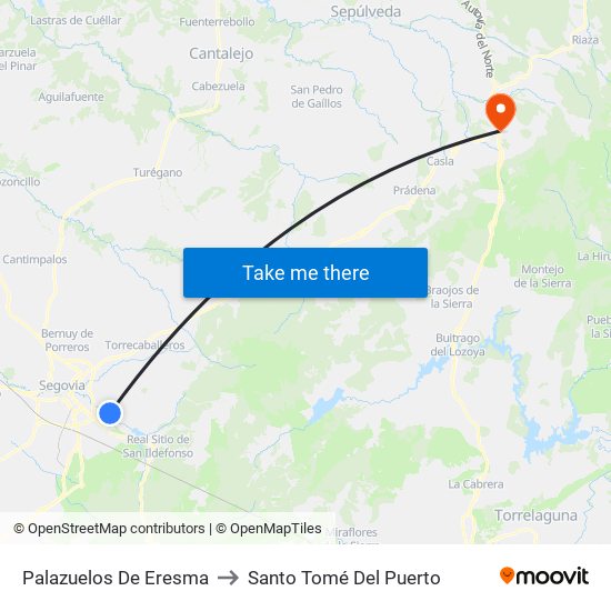 Palazuelos De Eresma to Santo Tomé Del Puerto map