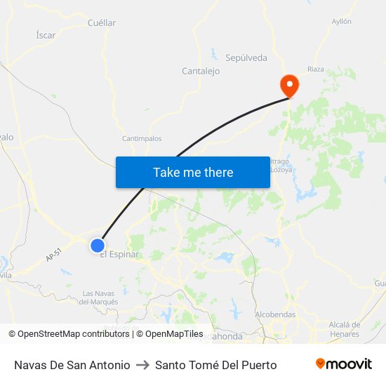 Navas De San Antonio to Santo Tomé Del Puerto map