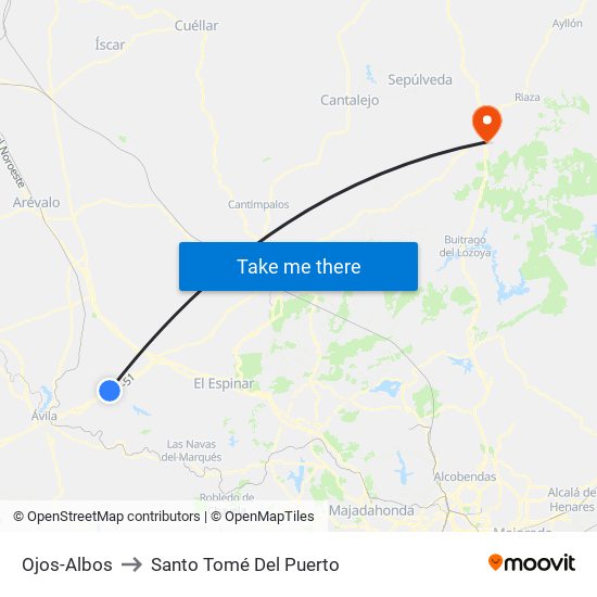 Ojos-Albos to Santo Tomé Del Puerto map