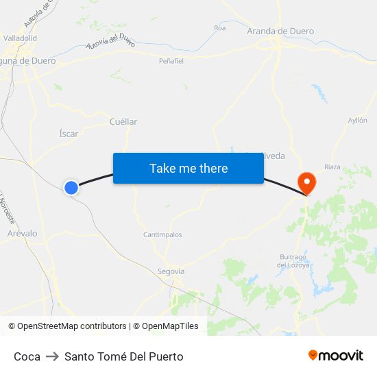 Coca to Santo Tomé Del Puerto map