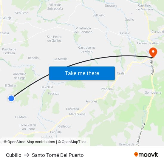 Cubillo to Santo Tomé Del Puerto map