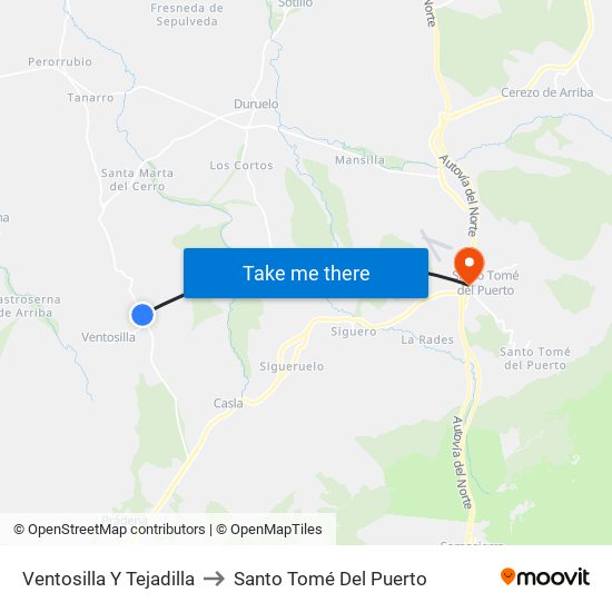 Ventosilla Y Tejadilla to Santo Tomé Del Puerto map
