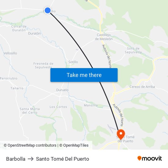 Barbolla to Santo Tomé Del Puerto map