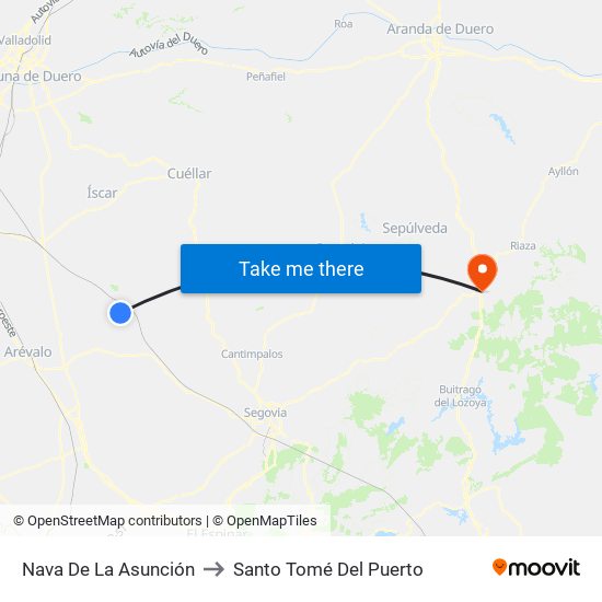 Nava De La Asunción to Santo Tomé Del Puerto map