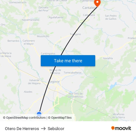 Otero De Herreros to Sebúlcor map