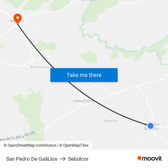 San Pedro De Gaã­Llos to Sebúlcor map