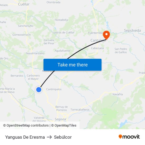 Yanguas De Eresma to Sebúlcor map