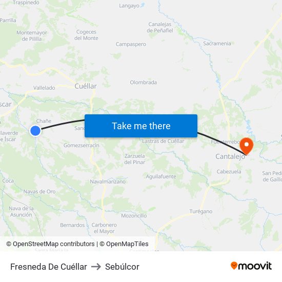 Fresneda De Cuéllar to Sebúlcor map