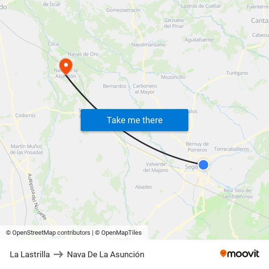 La Lastrilla to Nava De La Asunción map