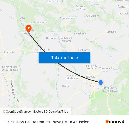 Palazuelos De Eresma to Nava De La Asunción map