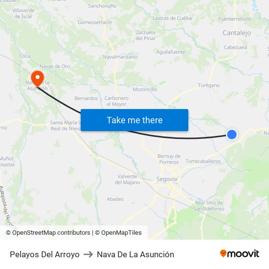 Pelayos Del Arroyo to Nava De La Asunción map