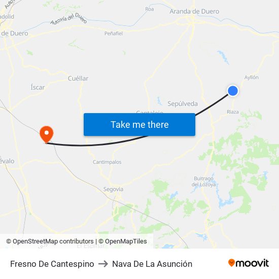 Fresno De Cantespino to Nava De La Asunción map