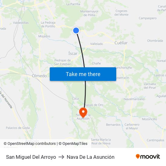 San Miguel Del Arroyo to Nava De La Asunción map