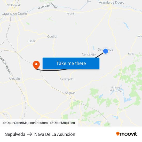 Sepulveda to Nava De La Asunción map