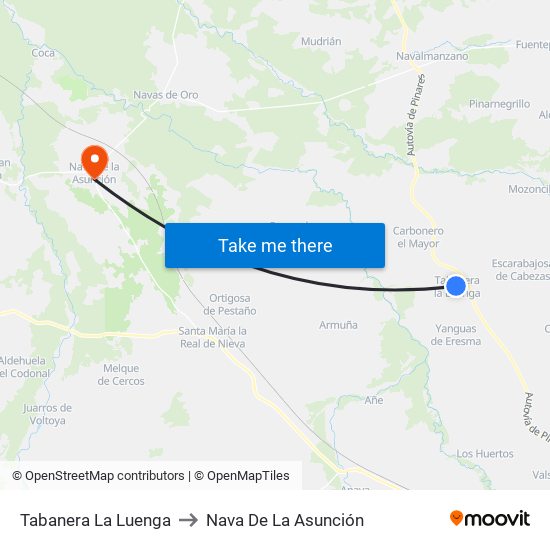 Tabanera La Luenga to Nava De La Asunción map