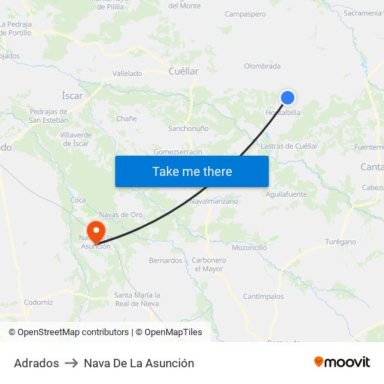 Adrados to Nava De La Asunción map