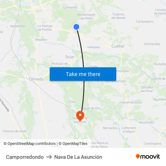 Camporredondo to Nava De La Asunción map