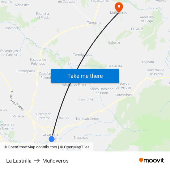 La Lastrilla to Muñoveros map