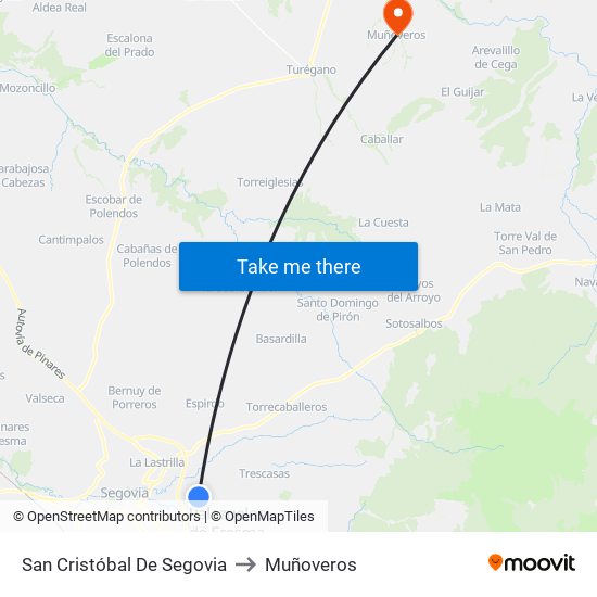 San Cristóbal De Segovia to Muñoveros map