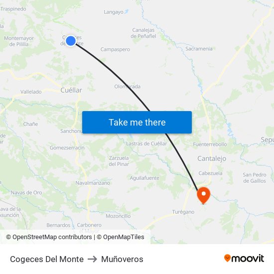 Cogeces Del Monte to Muñoveros map