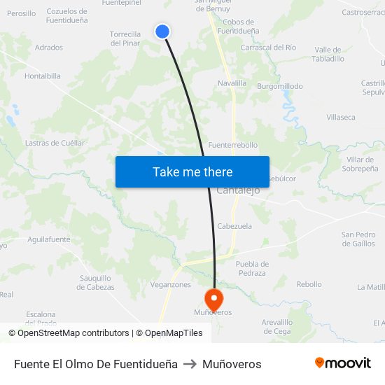 Fuente El Olmo De Fuentidueña to Muñoveros map