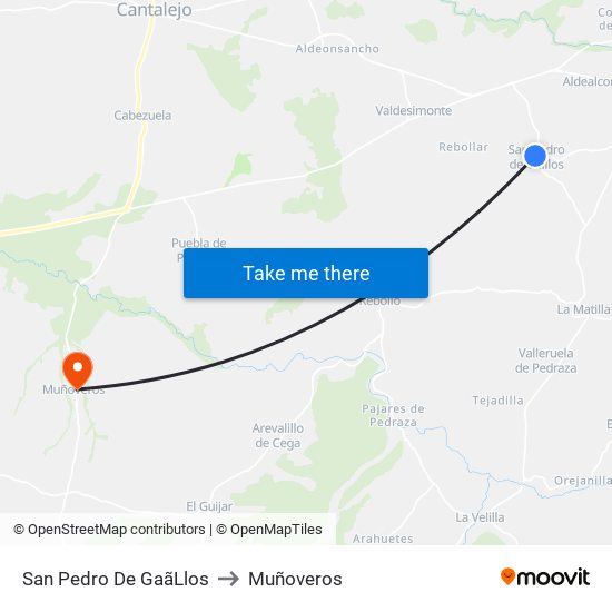 San Pedro De Gaã­Llos to Muñoveros map