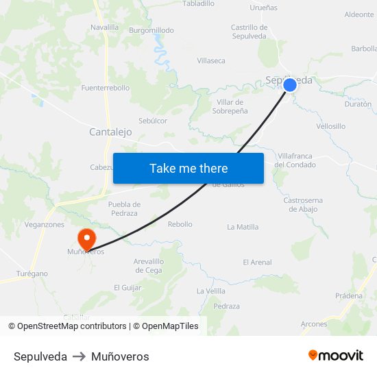 Sepulveda to Muñoveros map