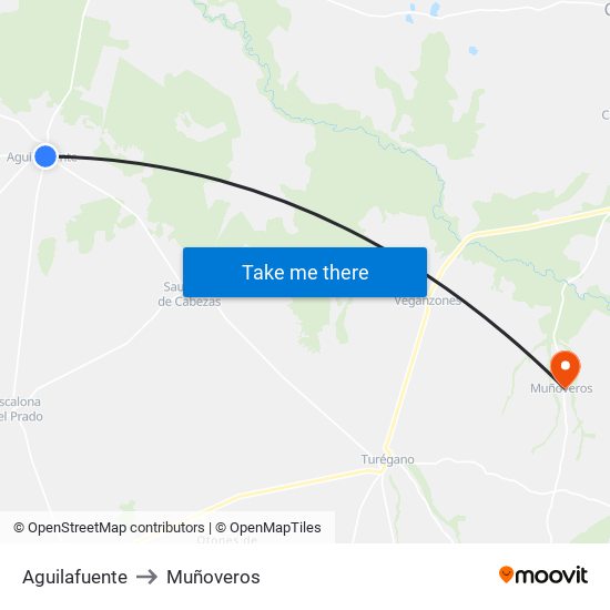 Aguilafuente to Muñoveros map