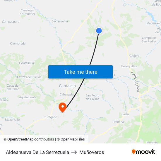 Aldeanueva De La Serrezuela to Muñoveros map