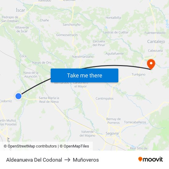 Aldeanueva Del Codonal to Muñoveros map
