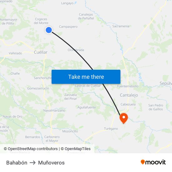 Bahabón to Muñoveros map